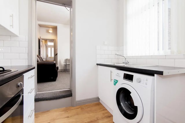 Washing machine sink counter kitchen at 3 Bedroom House at 8, Haddon Street in Salford Student Accommodation