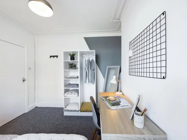 Desk closet and wall grid study area at 5 Bedroom House at 17, Gladstone Terrace in Lancaster Student Accommodation