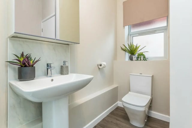 Sink toilet plants mirror bathroom at 5 Bedroom House at 64, Monson Street in Lincoln Student Accommodation