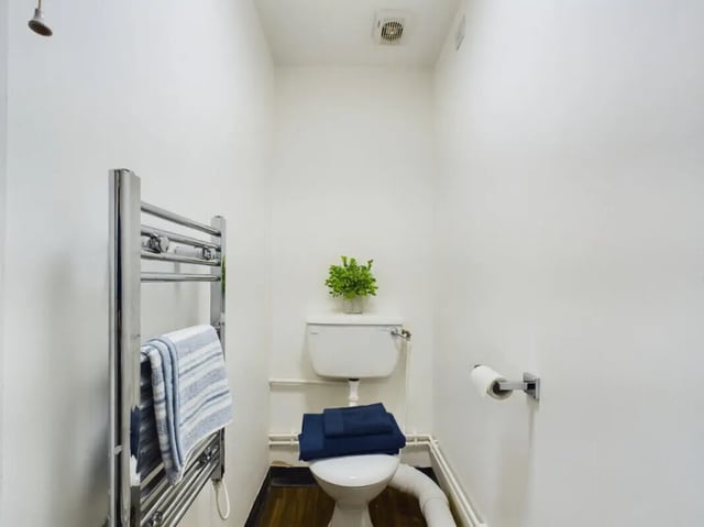 Toilet towel rack plant toilet paper bathroom at 3 Bedroom House at 20, Brookside in Derby Student Accommodation