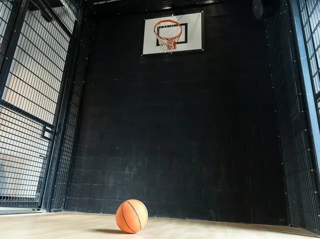 Basketball hoop and ball playing area at SEREN in Swansea Student Accommodation