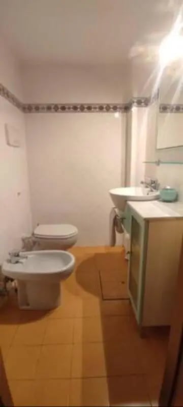 Toilet bidet sink vanity cabinet bathroom at Comfy studio inside an indipendent house well connected to Università di Novara in Novara Student Accommodation