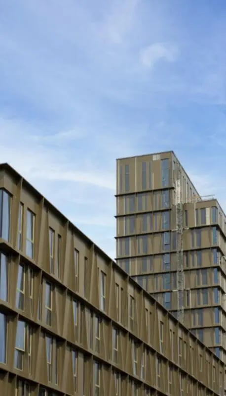 Modern apartment buildings with many windows exterior at Cool single ensuite bedroom close to Aarhus Universitet in Aarhus Student Accommodation