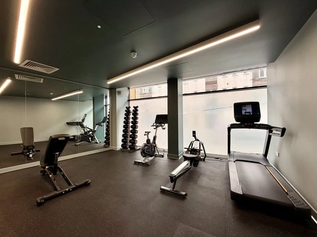 Treadmill rowing machine weights and benches gym at AXO Kingston in Kingston Upon Thames Student Accommodation