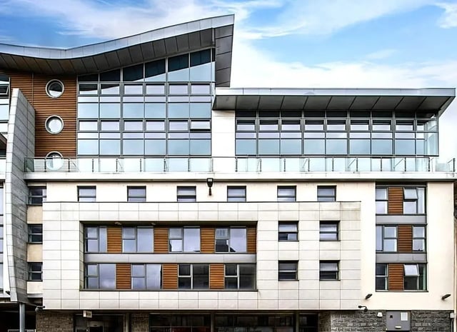 Modern building with multiple windows exterior at St. Andrew Street in Aberdeen Student Accommodation