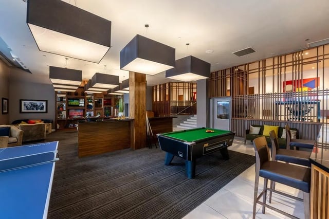 Pool table ping pong table bar area living room at St. Andrew Street in Aberdeen Student Accommodation