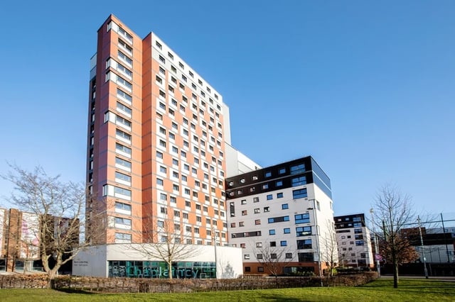 Modern student accommodation buildings exterior view. at James Watt in Birmingham Student Accommodation