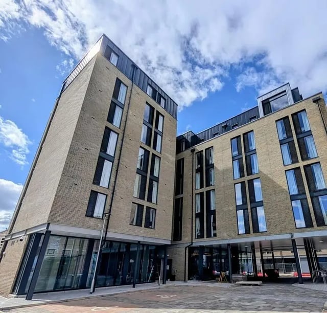 Modern brick student accommodation building exterior exterior at Parklands in Dundee Student Accommodation