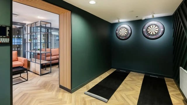 Dartboards and mats playing area at Curzon House in Nottingham Student Accommodation