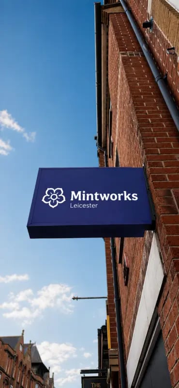 Mintworks Leicester sign building exterior at Mintworks in Leicester Student Accommodation