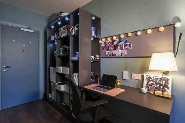 Desk with laptop lamp photos study area at Copley Court in Cork Student Accommodation