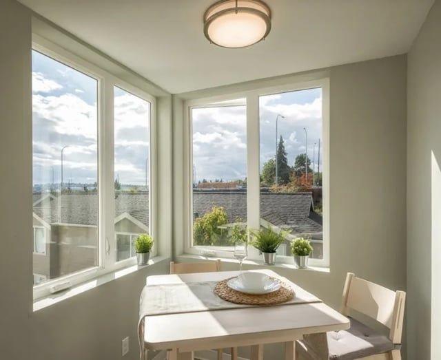 Table with placemat plate and chairs Dining area at Ace Apartments in Seattle Student Accommodation