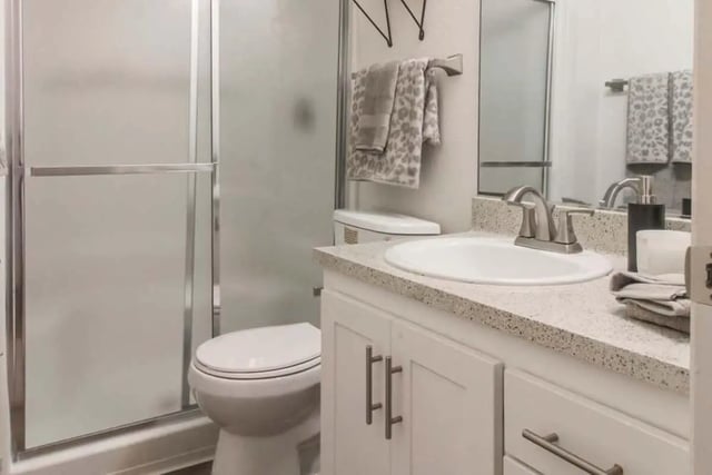 Toilet shower vanity sink with mirror bathroom at Aero Apartments in Davis Student Accommodation