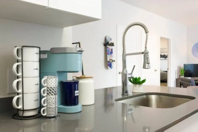 Coffee mugs coffee maker sink faucet kitchen at The Pointe State College in State College Student Accommodation