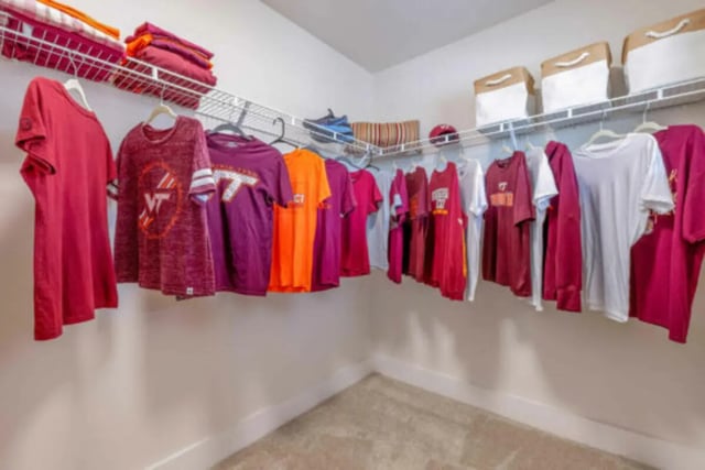 Clothing and storage boxes in closet closet at Brexx at Blacksburg in Blacksburg Student Accommodation