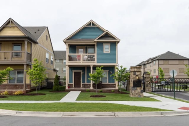 Two story blue and tan houses exterior at Brexx at Louisville in Louisville Student Accommodation