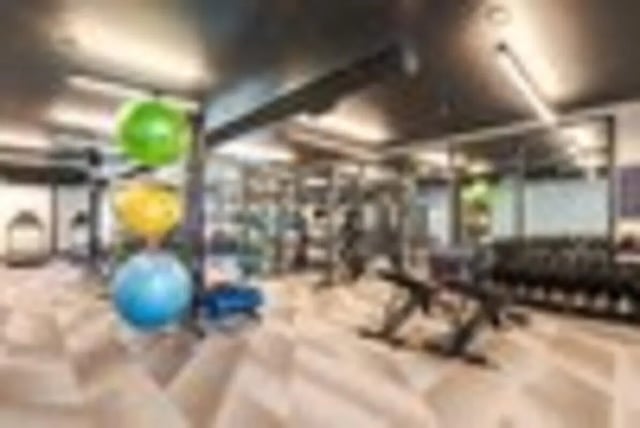 Gym equipment dumbbells and exercise balls gym at The Flight at Dayton in Dayton Student Accommodation