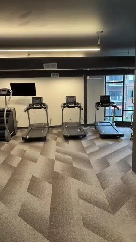 Gym treadmills and equipment fitness area at The Flight at Dayton in Dayton Student Accommodation