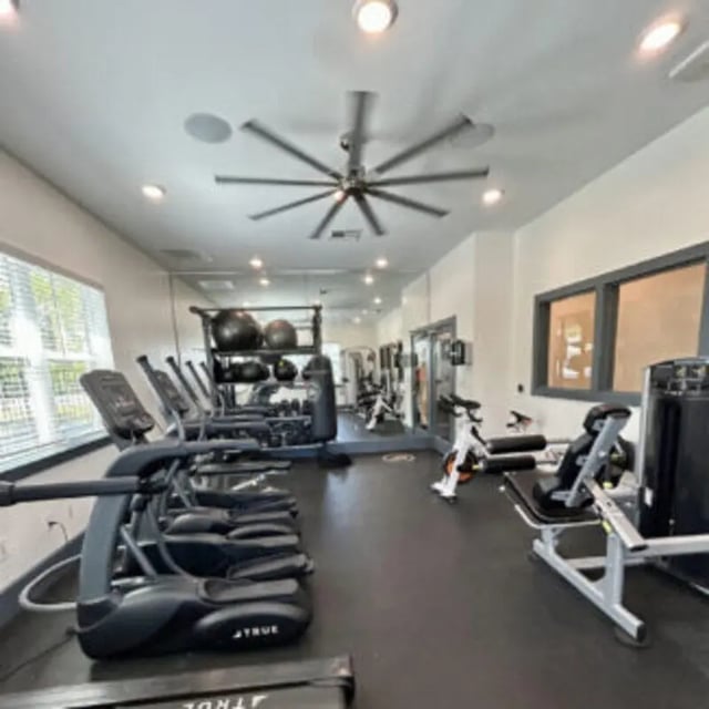 Gym equipment treadmills ellipticals and weight machines gym at Bellamy Daytona in Daytona Beach Student Accommodation