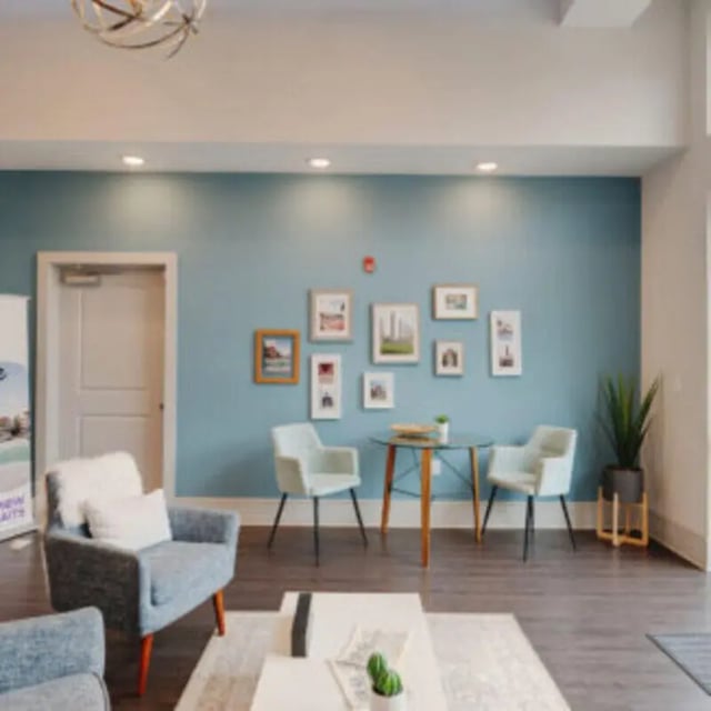 Seating and table in lounge living room at Bellamy Florence in Florence Student Accommodation