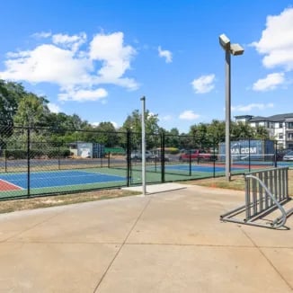 Outdoor court area with bike racks exterior at Bellamy Milledgeville in Milledgeville Student Accommodation
