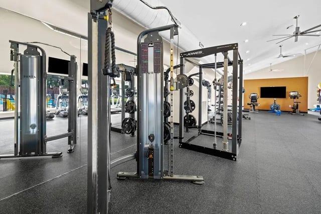 Gym equipment weights and machines fitness gym at Clemson Edge in Clemson Student Accommodation