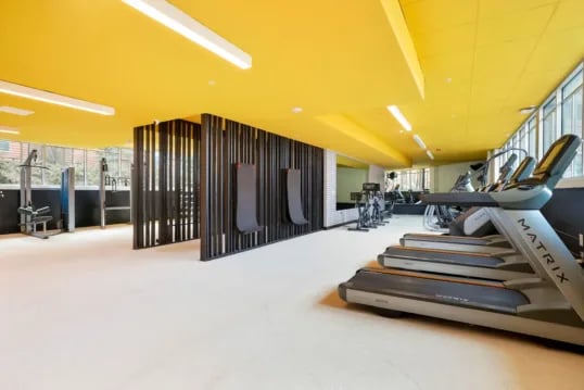 Treadmills elliptical machines gym equipment playing area at The Province Boulder in Boulder Student Accommodation