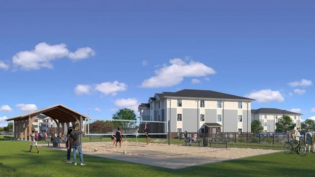 Volleyball court with people playing playing area at 698 Prospect in Pembroke Student Accommodation