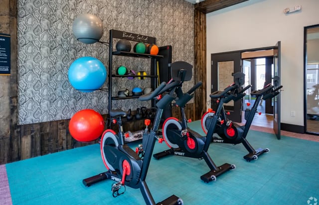 Spin bikes exercise balls weights fitness gym at The Davy in Knoxville Student Accommodation