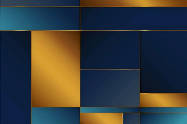 Geometric blue and gold rectangles pattern abstract exterior at Altitude Baton Rouge | Apartment Complex in Baton Rouge Student Accommodation