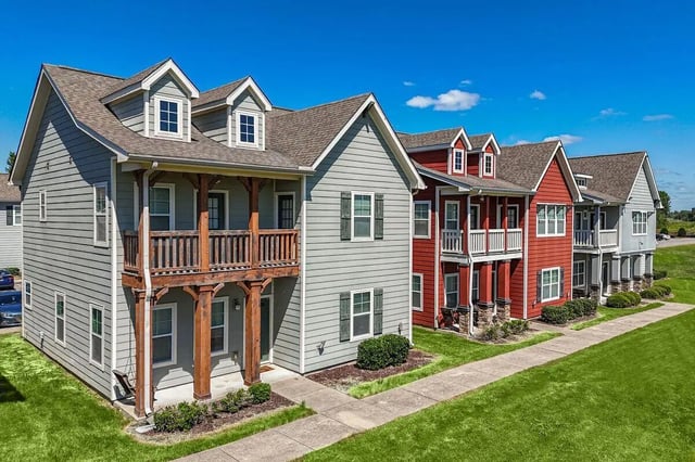 Townhouses with balconies and dormer windows exterior at Cobalt Row in Murfreesboro Student Accommodation