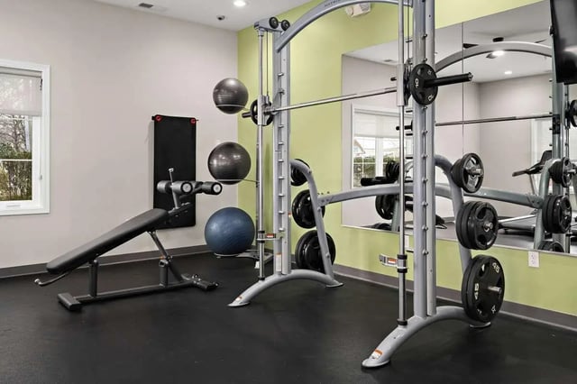 Weight bench Smith machine exercise balls workout gym at The Gathering in Salisbury Student Accommodation