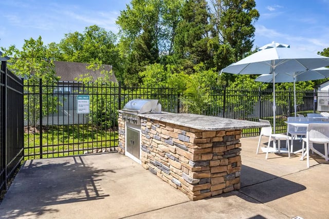 Outdoor grill and seating area exterior at The Gathering in Salisbury Student Accommodation
