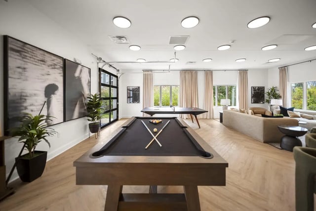 Pool table ping pong table lounge area living room at Block20