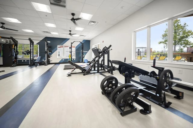 Weight racks and machines fitness room at Block20