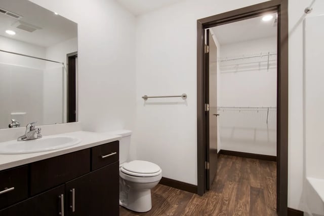 Sink toilet closet and shower bathroom at 800 South in Springfield Student Accommodation