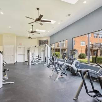 Gym equipment in large room fitness area at Eighteen18 at Southern in Statesboro Student Accommodation