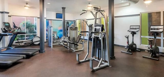 Treadmills ellipticals weight machines exercise bikes gym at The District on 5th in Tucson Student Accommodation
