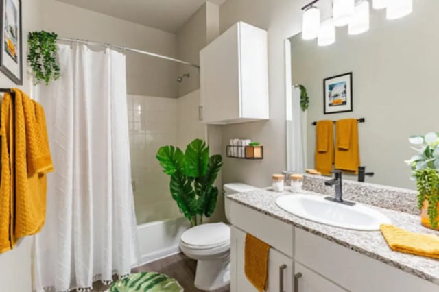 Toilet tub shower and vanity bathroom at The District on 5th in Tucson Student Accommodation
