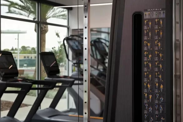 Treadmills and exercise machine instructions gym at ANOVA Aggie Square in Sacramento Student Accommodation