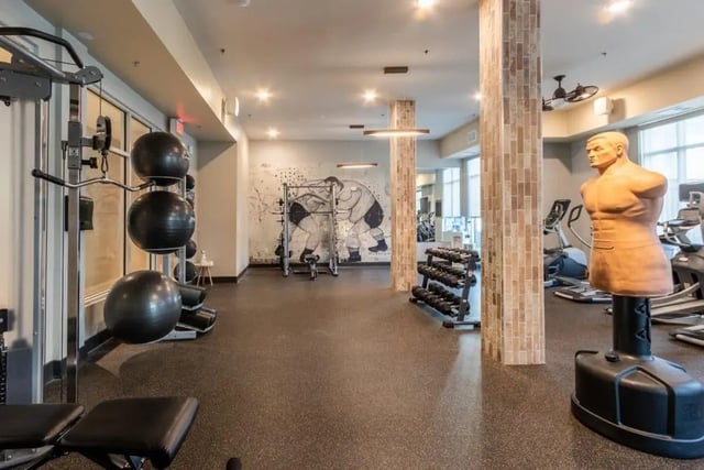 Weights punching bag and exercise machines gym at The Eastern On 10th in Greenville Student Accommodation