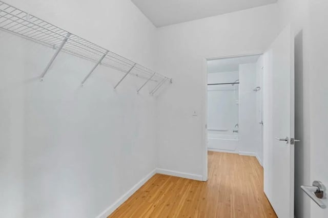 Closet with shelves open to bathroom Image at Green Spring in San Marcos Student Accommodation