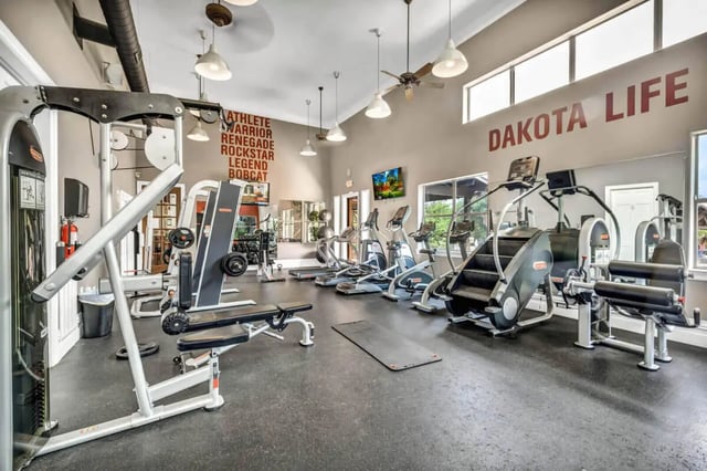 Weight machines treadmills and stair climbers fitness gym at The Ranch Student Apartments in San Marcos Student Accommodation
