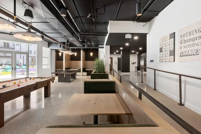 Pool table booth seating and ping pong tables common area at Atmosphere Lincoln in Lincoln Student Accommodation
