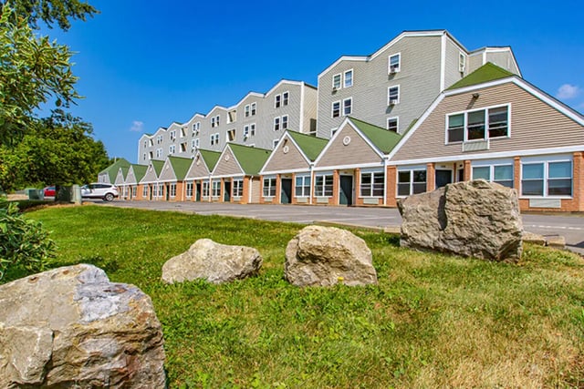 Apartment building with green roofs exterior at Campus Side in Slippery Rock Student Accommodation