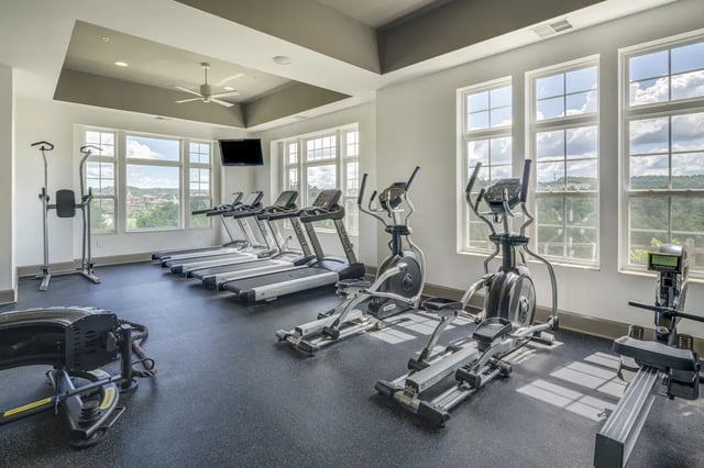 Treadmills elliptical rowers and weight machine gym at The Summit at Coates Run in Athens Student Accommodation
