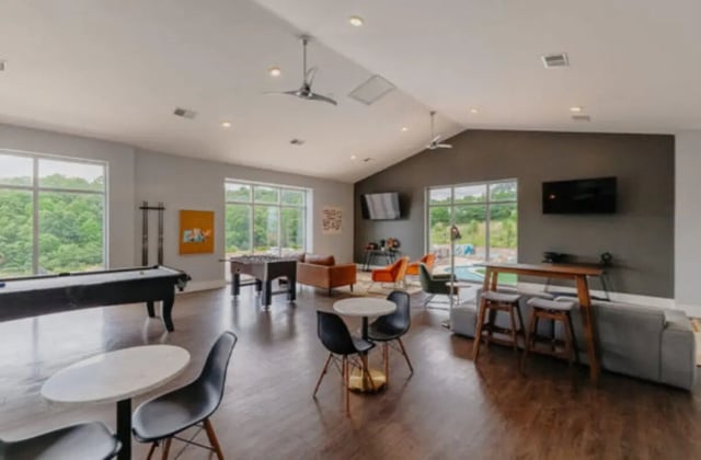 Billiard tables foosball couches and chairs lounge at Knox Ridge in Knoxville Student Accommodation