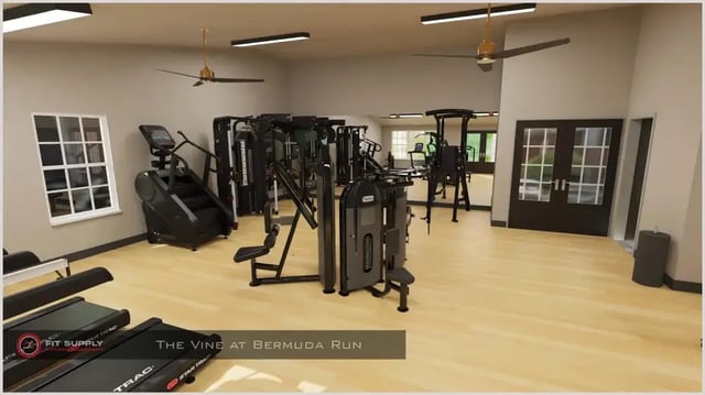 Gym with treadmills and weight machines fitness area at Market 100 in Statesboro Student Accommodation