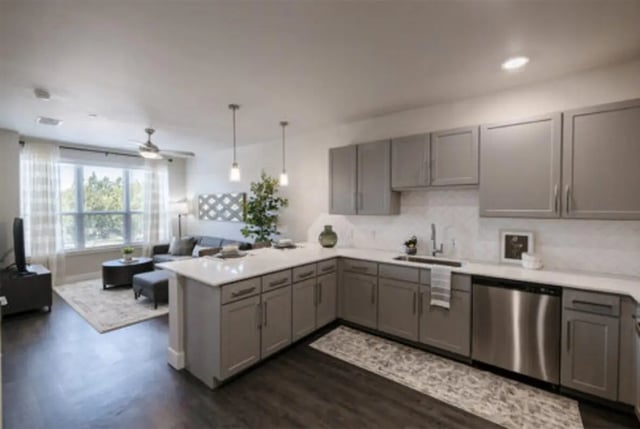 Kitchen with island and living area combined living room at The Carlton House in Lubbock Student Accommodation