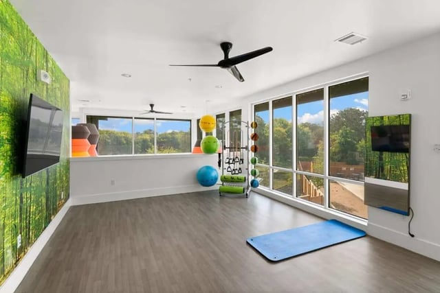 Workout equipment exercise balls and yoga mat fitness room at The View on the Square in San Marcos Student Accommodation
